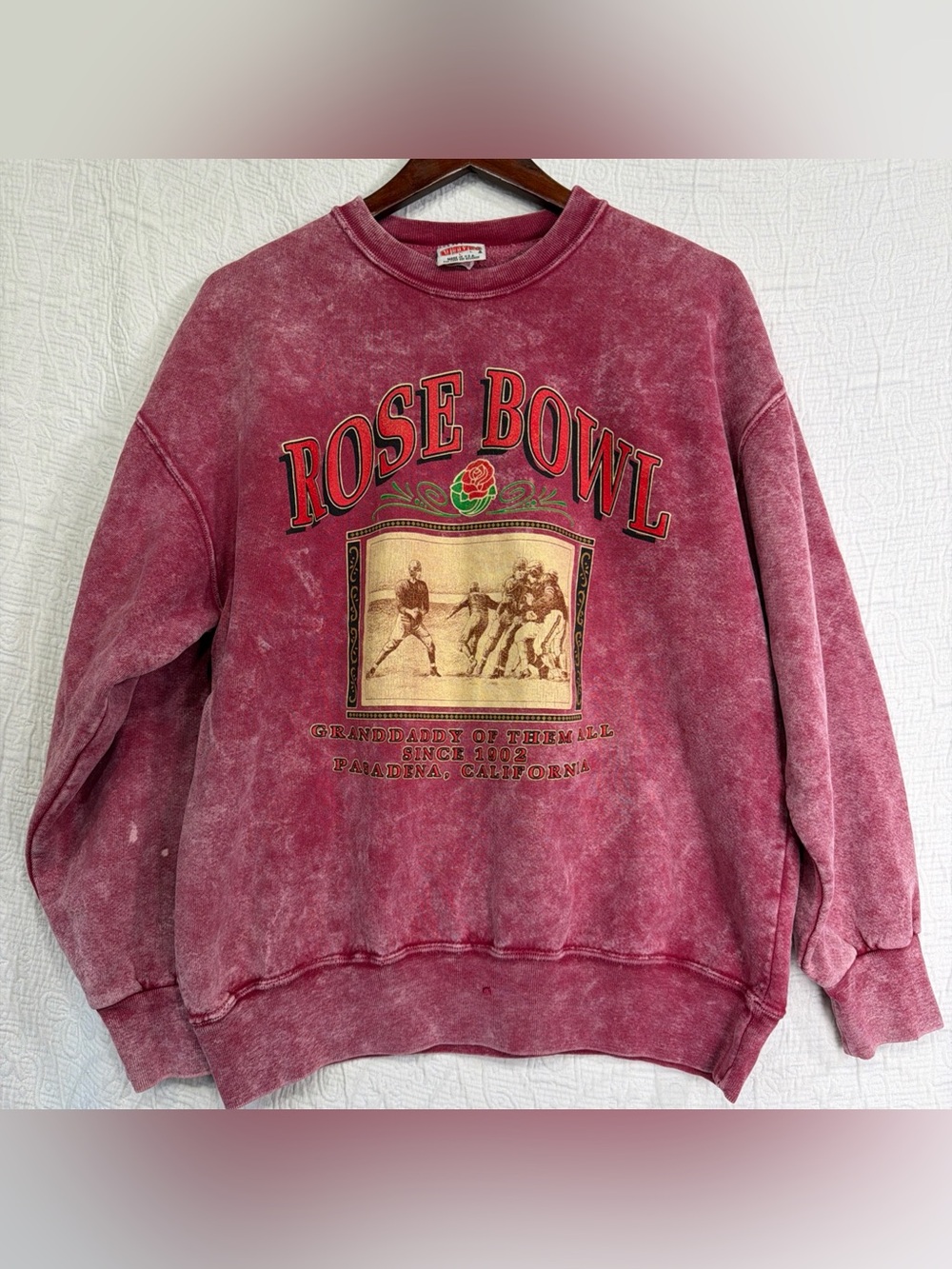 Vintage Nutmeg Rose Bowl Pasadena California Sweatshirt Mens Large USA Made Fade